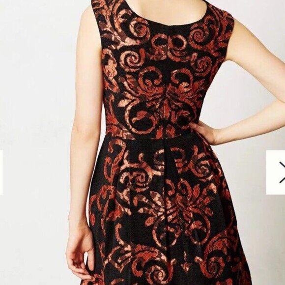 Elegant Anthropologie Yoana Baraschi Mirissa Black Orange Burnout Dress 0P - Picture 3 of 8